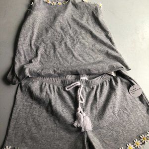 Grey with yellow flowers pajama set